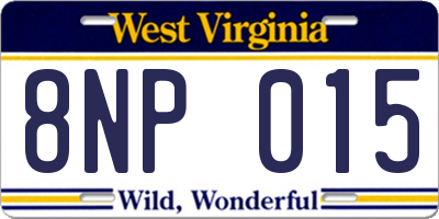 WV license plate 8NP015