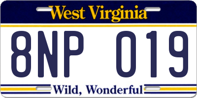 WV license plate 8NP019