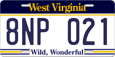 WV license plate 8NP021