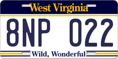 WV license plate 8NP022
