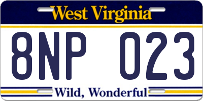WV license plate 8NP023