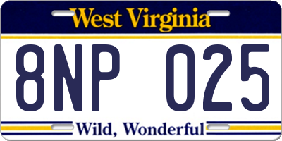 WV license plate 8NP025