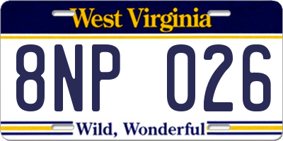WV license plate 8NP026