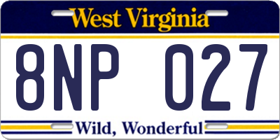WV license plate 8NP027