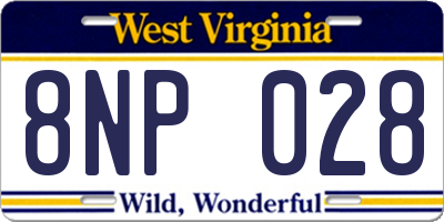 WV license plate 8NP028