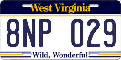 WV license plate 8NP029
