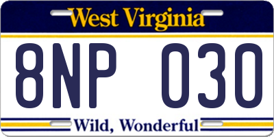 WV license plate 8NP030