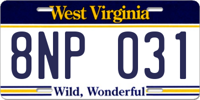 WV license plate 8NP031