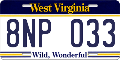 WV license plate 8NP033