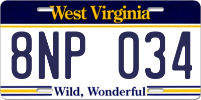 WV license plate 8NP034