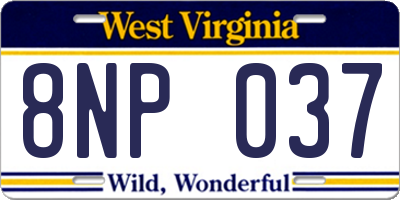 WV license plate 8NP037