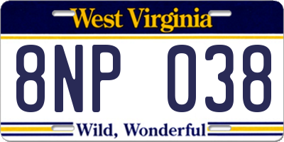 WV license plate 8NP038