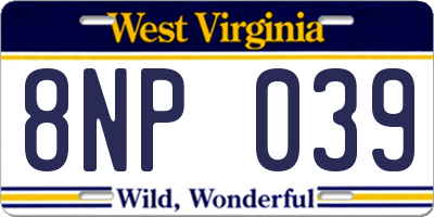 WV license plate 8NP039