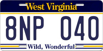 WV license plate 8NP040