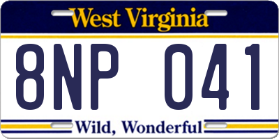 WV license plate 8NP041