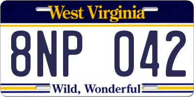 WV license plate 8NP042