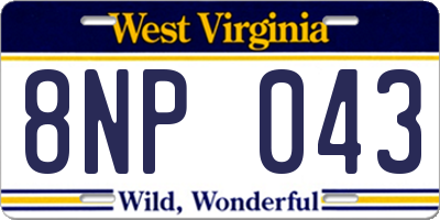 WV license plate 8NP043