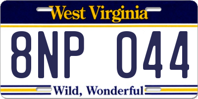 WV license plate 8NP044