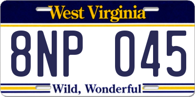 WV license plate 8NP045