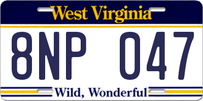 WV license plate 8NP047
