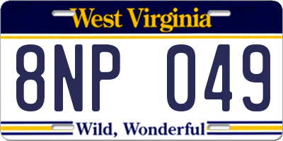 WV license plate 8NP049