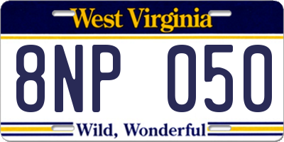 WV license plate 8NP050