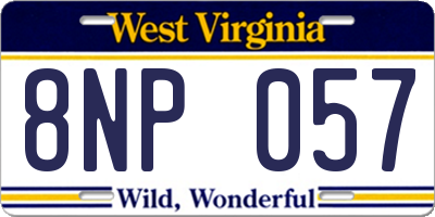 WV license plate 8NP057
