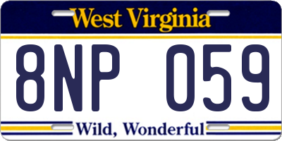 WV license plate 8NP059