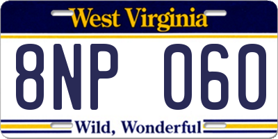 WV license plate 8NP060