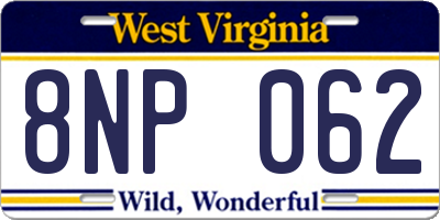WV license plate 8NP062