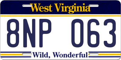 WV license plate 8NP063