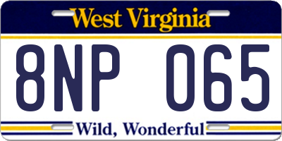 WV license plate 8NP065