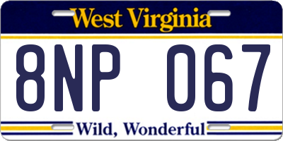 WV license plate 8NP067