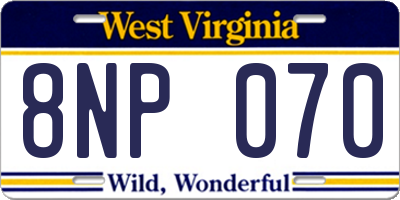WV license plate 8NP070