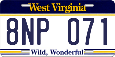 WV license plate 8NP071