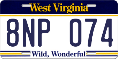 WV license plate 8NP074