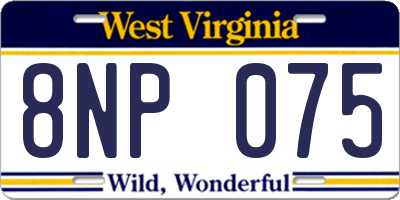 WV license plate 8NP075