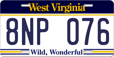 WV license plate 8NP076