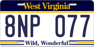 WV license plate 8NP077