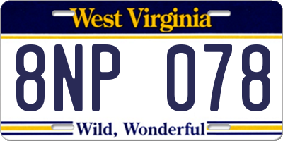 WV license plate 8NP078