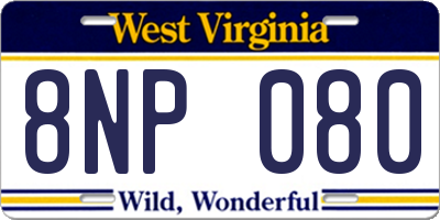 WV license plate 8NP080