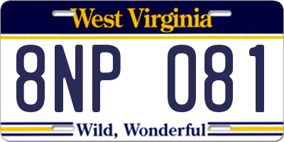 WV license plate 8NP081