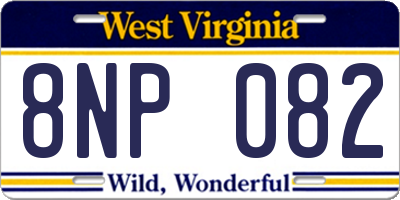 WV license plate 8NP082