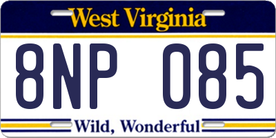 WV license plate 8NP085