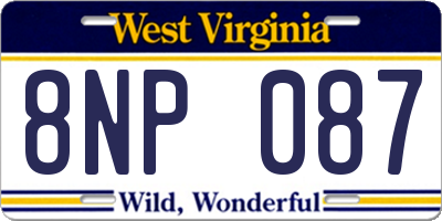 WV license plate 8NP087