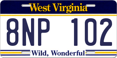 WV license plate 8NP102