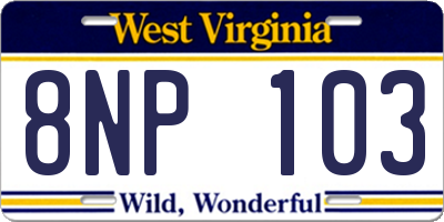 WV license plate 8NP103