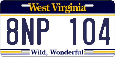 WV license plate 8NP104