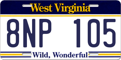 WV license plate 8NP105