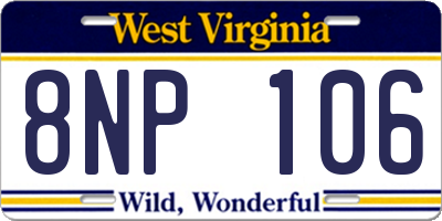 WV license plate 8NP106